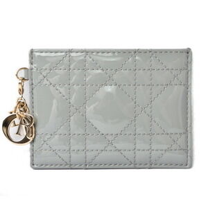 Dior Card Case Wallet business holder Lady Cannage enamel gray gold
